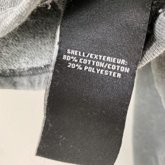 7 For All Mankind Oversized Cropped Sweatshirt Sweater Ruffled Charcoal Grey S - Picture 10 of 11